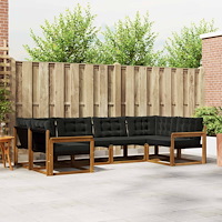 vidaXL Utomhussoffset med kudde 6 pcs Naturlig och svart