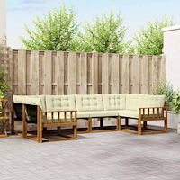 vidaXL Utomhussoffset med kudde 6 pcs Naturlig och Grädde