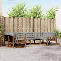 vidaXL Utomhussoffset med kudde 6 pcs Naturlig och Ljus Grå