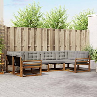 vidaXL Utomhussoffset med kudde 6 pcs Naturlig och Ljus Grå