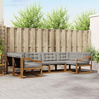 vidaXL Utomhussoffset med kudde 6 pcs Naturlig och Ljus Grå