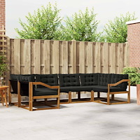 vidaXL Utomhussoffset med kudde 6 pcs Naturlig och svart