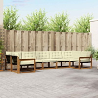 vidaXL Utomhussoffset med kudde 7 pcs Naturlig och Grädde