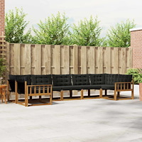 vidaXL Utomhussoffset med kudde 7 pcs Naturlig och svart