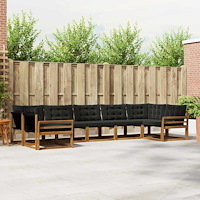 vidaXL Utomhussoffset med kudde 7 pcs Naturlig och svart