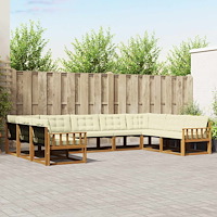 vidaXL Utomhussoffset med kudde 9 pcs Naturlig och Grädde