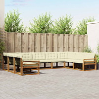 vidaXL Utomhussoffset med kudde 9 pcs Naturlig och Grädde