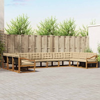 vidaXL Utomhussoffset med kudde 10 pcs Naturlig och Beige