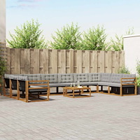 vidaXL Utomhussoffset med kudde 11 pcs Naturlig och Ljus Grå