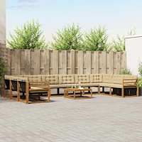 vidaXL Utomhussoffset med kudde 11 pcs Naturlig och Beige