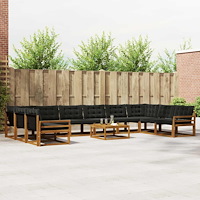 vidaXL Utomhussoffset med kudde 11 pcs Naturlig och svart