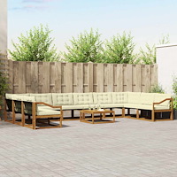 vidaXL Utomhussoffset med kudde 11 pcs Naturlig och Grädde