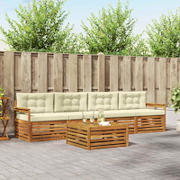 vidaXL Utomhussoffset med kudde 5 pcs Naturlig och Grädde