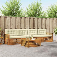 vidaXL Utomhussoffset med kudde 5 pcs Naturlig och Grädde