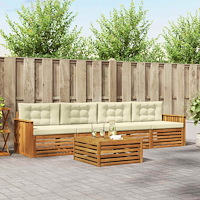 vidaXL Utomhussoffset med kudde 5 pcs Naturlig och Grädde