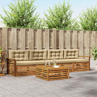 vidaXL Utomhussoffset med kudde 5 pcs Naturlig och Beige