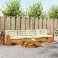 vidaXL Utomhussoffset med kudde 5 pcs Naturlig och Grädde