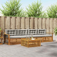 vidaXL Utomhussoffset med kudde 5 pcs Naturlig och Ljus Grå