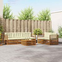 vidaXL Utomhussoffset med kudde 6 pcs Naturlig och Grädde