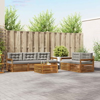 vidaXL Utomhussoffset med kudde 6 pcs Naturlig och Ljus Grå