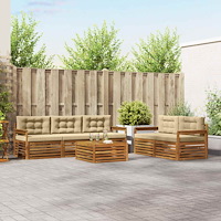 vidaXL Utomhussoffset med kudde 6 pcs Naturlig och Beige