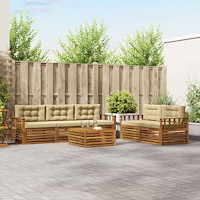 vidaXL Utomhussoffset med kudde 6 pcs Naturlig och Beige