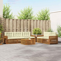 vidaXL Utomhussoffset med kudde 6 pcs Naturlig och Grädde