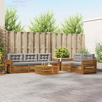 vidaXL Utomhussoffset med kudde 6 pcs Naturlig och Ljus Grå