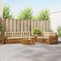 vidaXL Utomhussoffset med kudde 6 pcs Naturlig och Beige