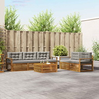 vidaXL Utomhussoffset med kudde 6 pcs Naturlig och Ljus Grå