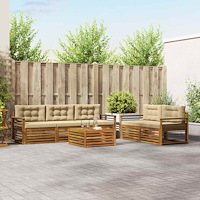 vidaXL Utomhussoffset med kudde 6 pcs Naturlig och Beige