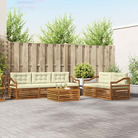 vidaXL Utomhussoffset med kudde 6 pcs Naturlig och Grädde