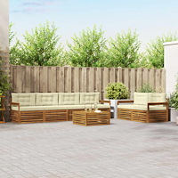 vidaXL Utomhussoffset med kudde 7 pcs Naturlig och Grädde