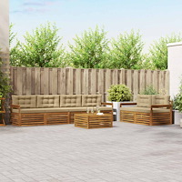 vidaXL Utomhussoffset med kudde 7 pcs Naturlig och Beige