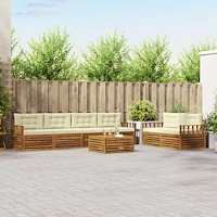 vidaXL Utomhussoffset med kudde 7 pcs Naturlig och Grädde