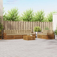vidaXL Utomhussoffset med kudde 7 pcs Naturlig och Beige