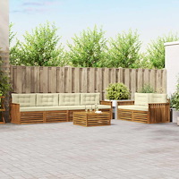 vidaXL Utomhussoffset med kudde 7 pcs Naturlig och Grädde