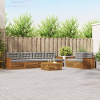 vidaXL Utomhussoffset med kudde 7 pcs Naturlig och Ljus Grå