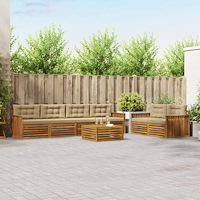 vidaXL Utomhussoffset med kudde 7 pcs Naturlig och Beige