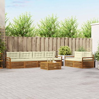 vidaXL Utomhussoffset med kudde 7 pcs Naturlig och Grädde