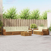 vidaXL Utomhussoffset med kudde 7 pcs Naturlig och Grädde