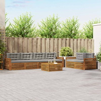 vidaXL Utomhussoffset med kudde 7 pcs Naturlig och Ljus Grå