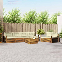 vidaXL Utomhussoffset med kudde 7 pcs Naturlig och Grädde