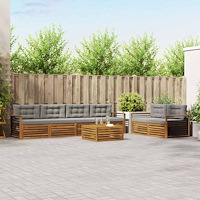 vidaXL Utomhussoffset med kudde 7 pcs Naturlig och Ljus Grå