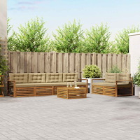 vidaXL Utomhussoffset med kudde 7 pcs Naturlig och Beige