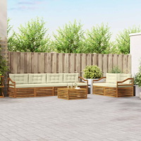 vidaXL Utomhussoffset med kudde 7 pcs Naturlig och Grädde