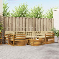 vidaXL Utomhussoffset med kudde 8 pcs Naturlig och Beige