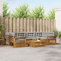 vidaXL Utomhussoffset med kudde 7 pcs Naturlig och Ljus Grå