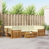 vidaXL Utomhussoffset med kudde 8 pcs Naturlig och Grädde