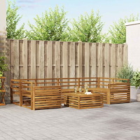 vidaXL Utomhussoffset 7 pcs Naturfärg Massivt Akaciaträ